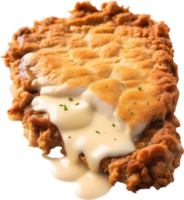Image of Delicious-looking Chicken fried steak. AI-Generated. png