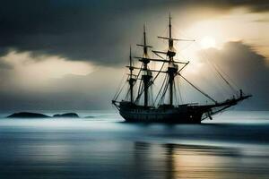 a tall ship sailing in the ocean. AI-Generated photo