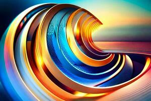 a colorful wave with a bright light. AI-Generated photo