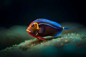 a colorful fish with blue and red stripes. AI-Generated photo
