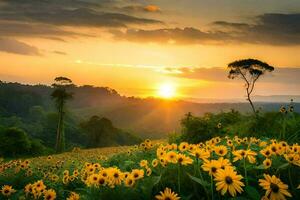 sunflowers in the field. AI-Generated photo