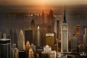 the empire state building is seen in the background. AI-Generated photo