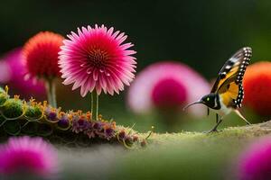 un mariposa es sentado en un flor. generado por ai foto