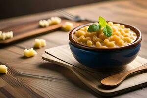 macarrones y queso en un bol. generado por ai foto