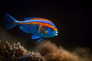 un vistoso pescado nadando en el océano. generado por ai foto