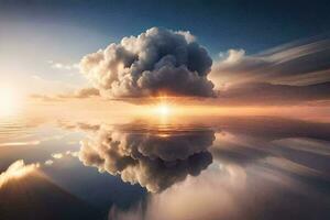 a beautiful sunset over a cloud. AI-Generated photo