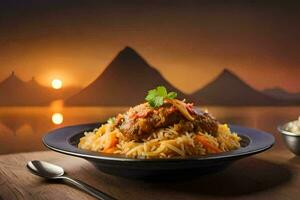 el egipcio comida es un tradicional plato de el egipcio cocina. generado por ai foto