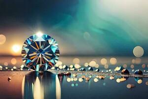 a diamond is shown on a table with a light background. AI-Generated photo