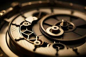 close up of a watch with gears and gears. AI-Generated photo