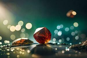 a diamond is shown in the dark with a light shining on it. AI-Generated photo