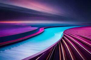 a colorful abstract image of a train track. AI-Generated photo