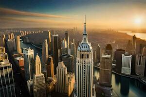 the empire state building is seen in the background. AI-Generated photo