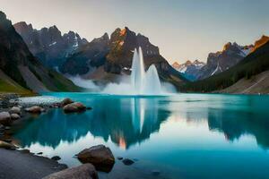 photo wallpaper mountains, the sky, water, the lake, the mountains, the water, the. AI-Generated