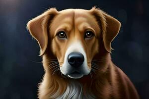a dog is looking at the camera in this digital painting. AI-Generated photo