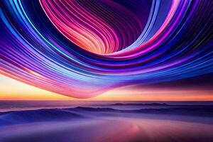 a colorful wave of light in the ocean. AI-Generated photo
