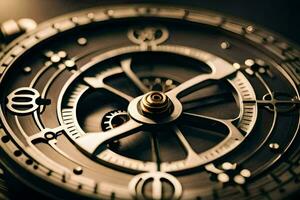 a close up of a watch with a lot of gears. AI-Generated photo