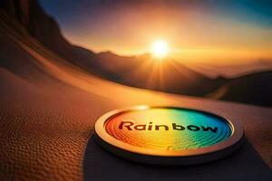 a rainbow logo on a car dashboard. AI-Generated photo