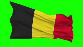 Belgium Flag Waving Seamless Loop in Wind, Chroma Key Green Screen, Luma Matte Selection video