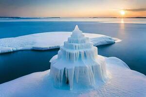 ice castles in the arctic. AI-Generated photo