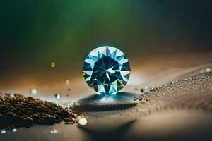 a diamond is shown on a beach with sand and water. AI-Generated photo