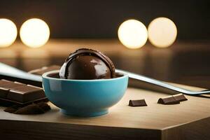 chocolate eggs in a bowl. AI-Generated photo