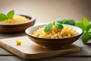 macarrones y queso en un bol. generado por ai foto