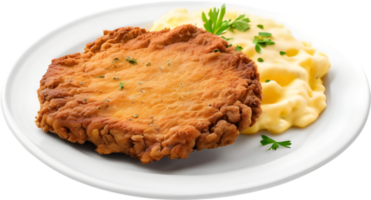 Image of Delicious-looking Chicken fried steak. AI-Generated. png