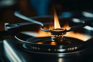 a gas burner on top of a stove. AI-Generated photo