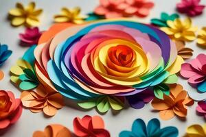 a colorful paper flower arrangement with many different colors. AI-Generated photo