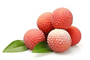 Lychee fruit isolated on white background AI Generated photo