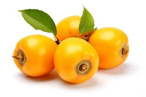 loquat fruit isolated on white background AI Generated photo