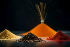 three different types of spices are shown. AI-Generated photo