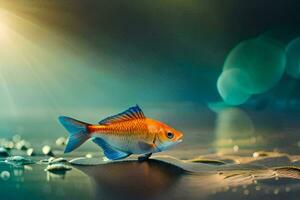 photo wallpaper the sky, fish, water, light, the sun, the fish, the water. AI-Generated