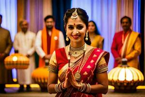 a beautiful indian bride in traditional attire. AI-Generated photo