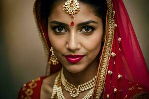 a beautiful indian bride in traditional attire. AI-Generated photo