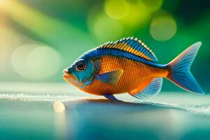 un pescado con brillante azul y naranja colores. generado por ai foto