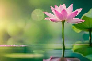 lotus flower in water with green leaves. AI-Generated photo