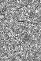 Monochromatic Abstract Floral Whimsy Hand Drawn Vector Pattern