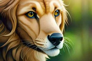 a digital painting of a golden retriever. AI-Generated photo