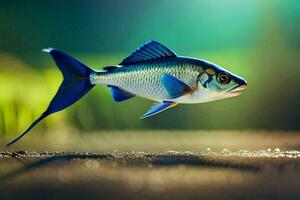 un pescado con azul aletas y un largo cola. generado por ai foto