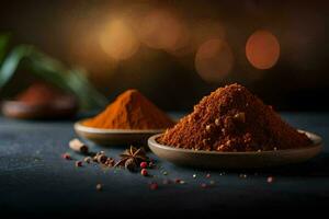 spices and spices on a dark table. AI-Generated photo