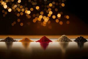 various spices and spices on a table. AI-Generated photo