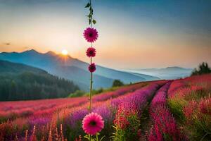 foto fondo de pantalla el cielo, flores, el sol, montañas, flores, el flores, el flores generado por ai