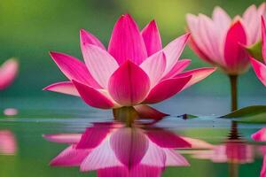 pink lotus flowers in the water. AI-Generated photo