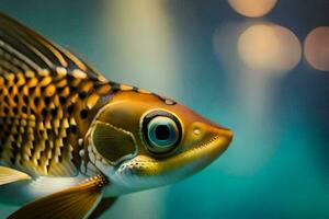 a close up of a fish with big eyes. AI-Generated photo