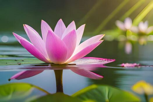 rosado loto flor en el agua. generado por ai foto