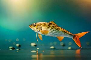 un pescado es flotante en el agua con burbujas generado por ai foto