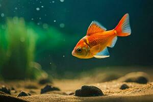 a goldfish swimming in an aquarium. AI-Generated photo