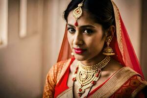 a beautiful indian bride in traditional attire. AI-Generated photo