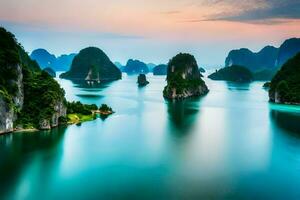 the beautiful landscape of halong bay. AI-Generated photo